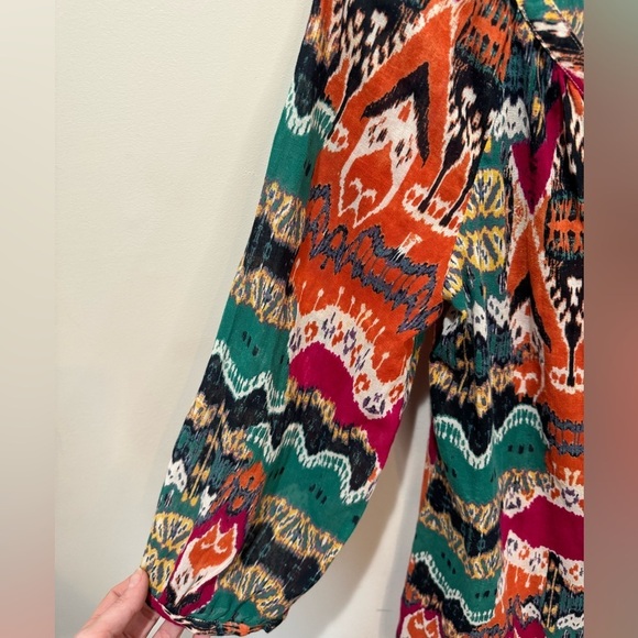 Lucky Brand Bohemian Top‎ Button Down S Peasant Blouse Multicolor Boho Southwest - Picture 5 of 6